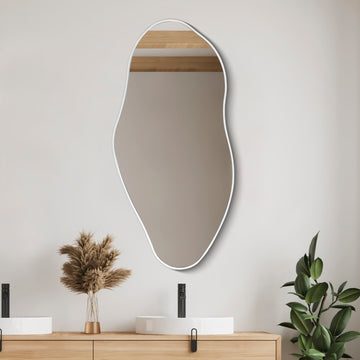 Everly 20 in. W x 42 in. H Large Irregular Framed Decorative Wall Mirror - JONATHAN Y